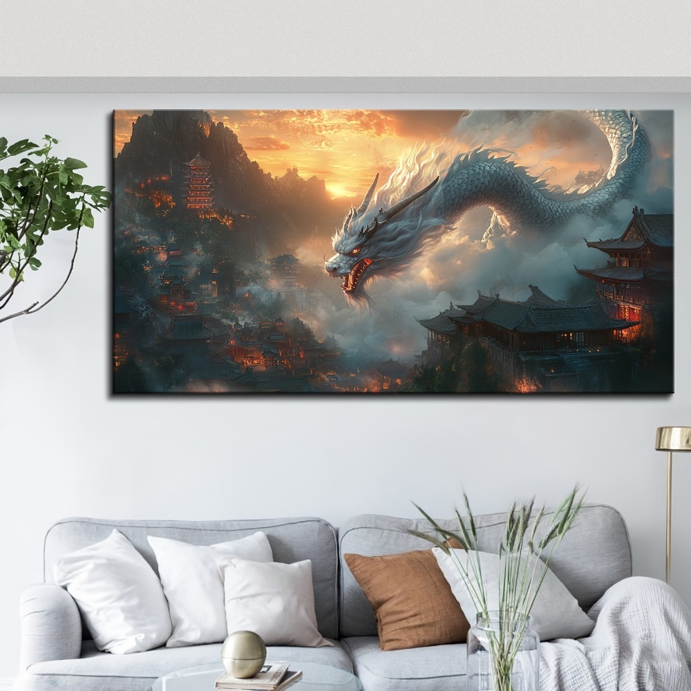 Vintage style Oriental Dragon  - Art Print Framed avis et prix