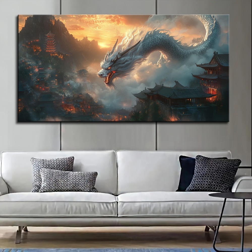 Vintage style Oriental Dragon  - Art Print Framed avis et prix