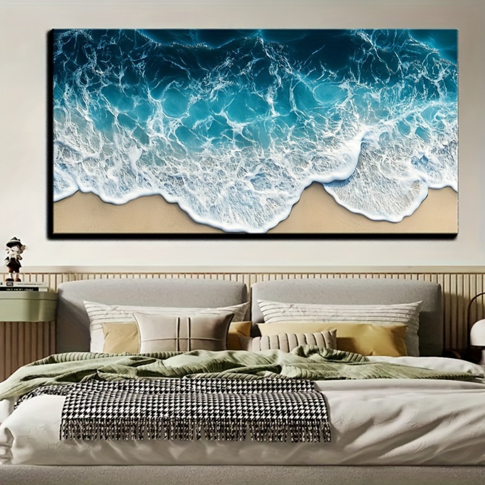 Blue wave texture print painti - Art Print Framed avis et prix