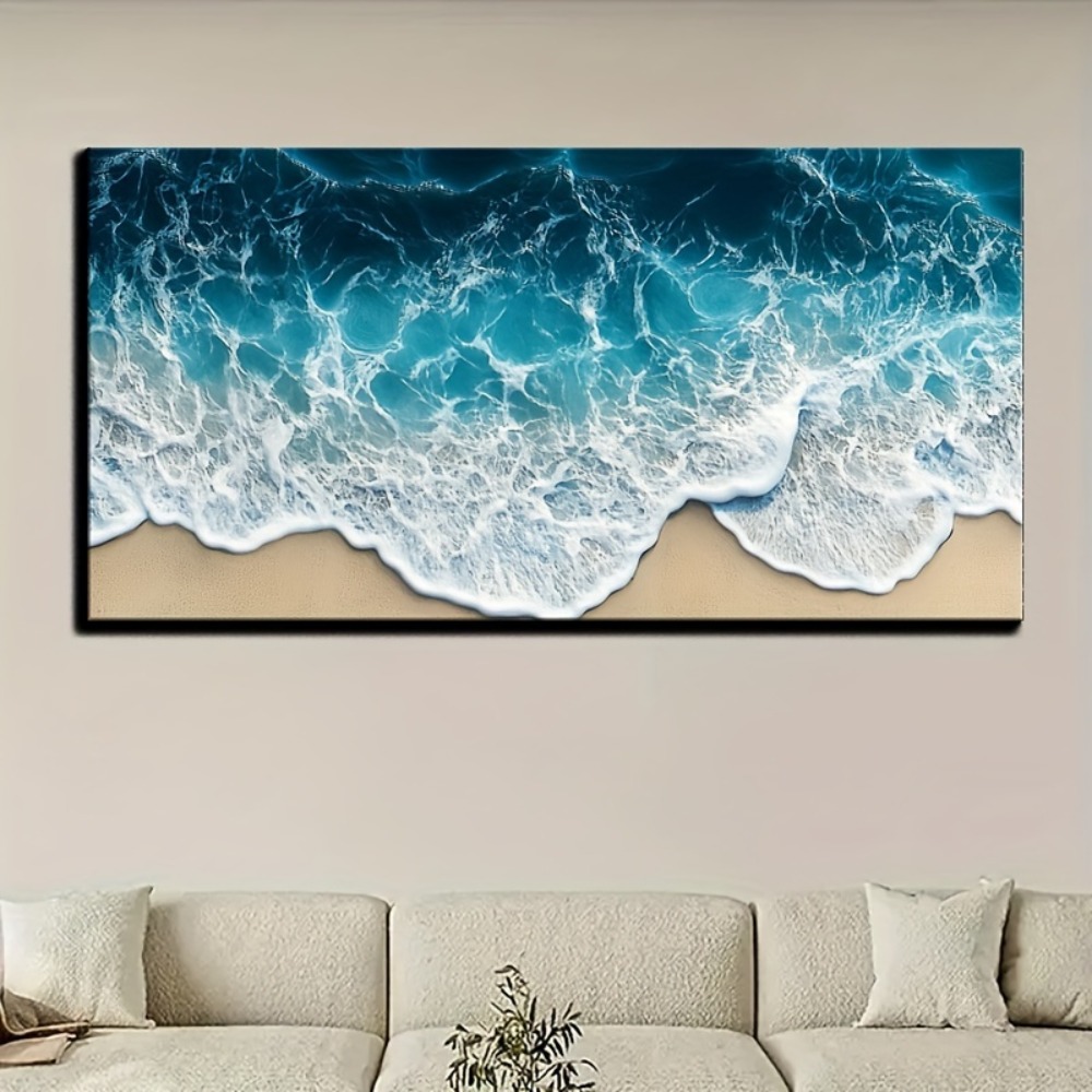Blue wave texture print painti - Art Print Framed avis et prix