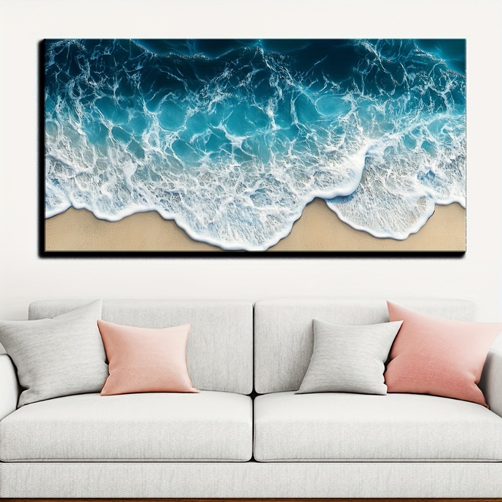 Blue wave texture print painti - Art Print Framed avis et prix