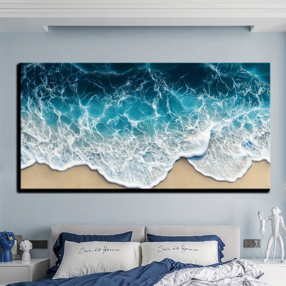 Blue wave texture print painti - Art Print Framed avis et prix