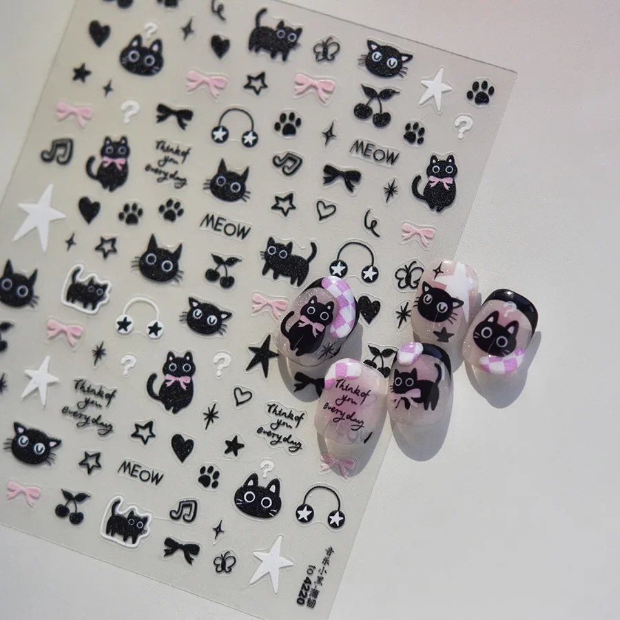 Cute Black Cat Kitten Nail Sti - Anime Merchandise Nepal avis et prix