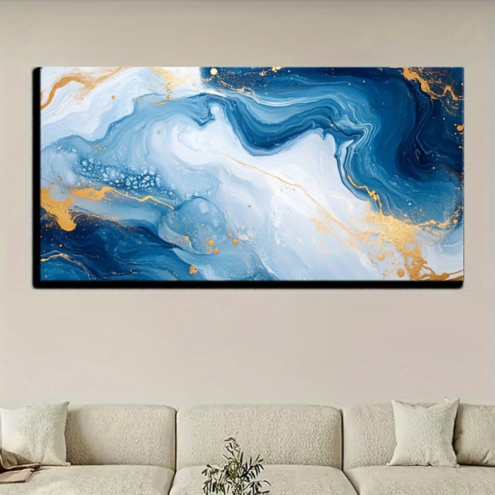 Solid wood frame Abstract blue - Art Print Framed avis et prix