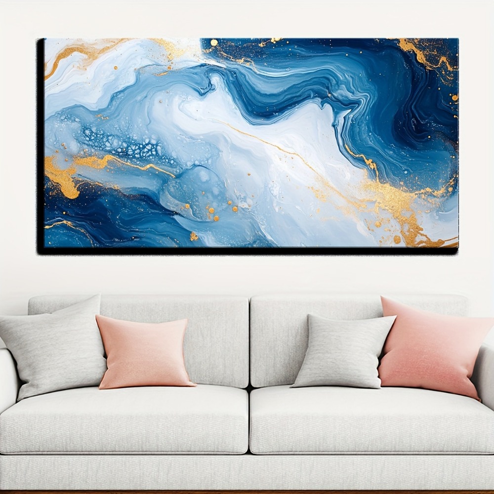 Solid wood frame Abstract blue - Art Print Framed avis et prix