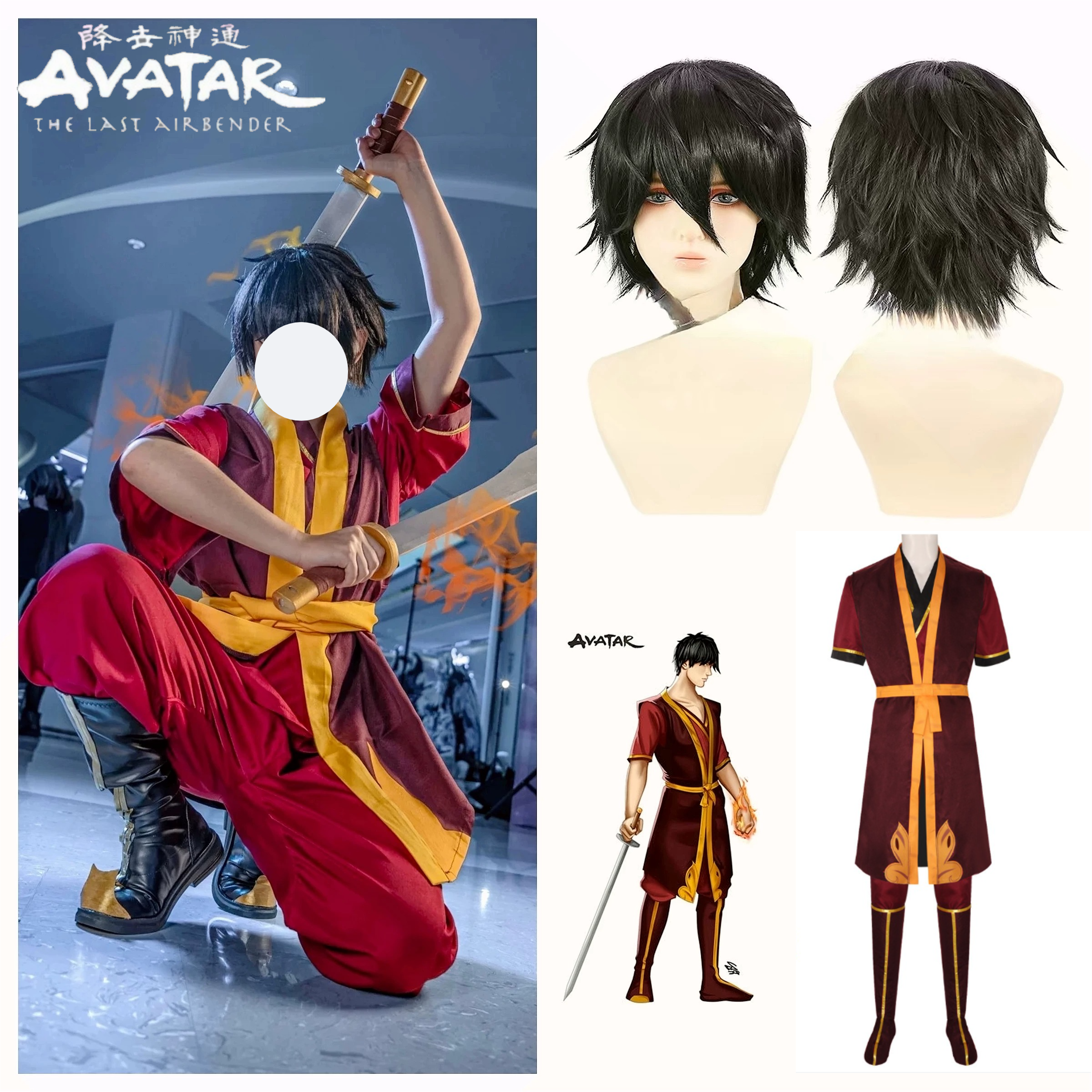 Zuko Cosplay Costume Avatar Th - Cosplay Wig Colored avis et prix